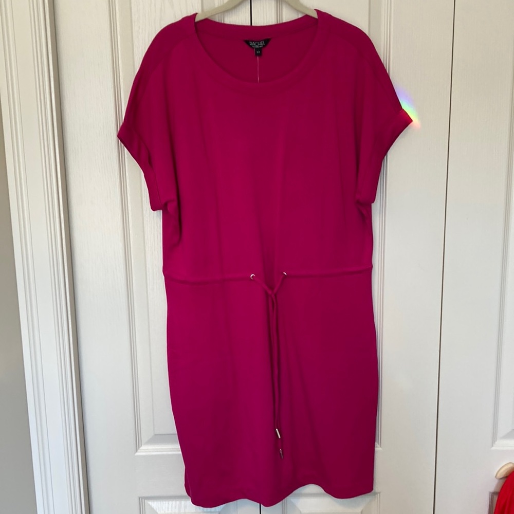 NWT Rachel Roy T-shirt dress. Fuschia. Size small. Drawstring belt and p…